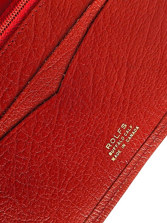 Rolfs Handbags - Vintage ROLFS Red Buffalo Calf Leather Wallet – Bifold Checkbook Clutch, Made in